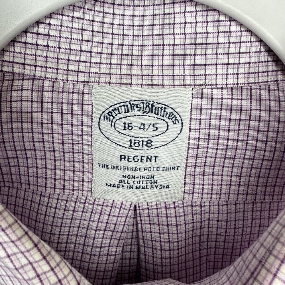 Brooks Brothers Regent Shirt Mens 16-4/5 Pink Check Button Down‎ Non Iron - Picture 2 of 8